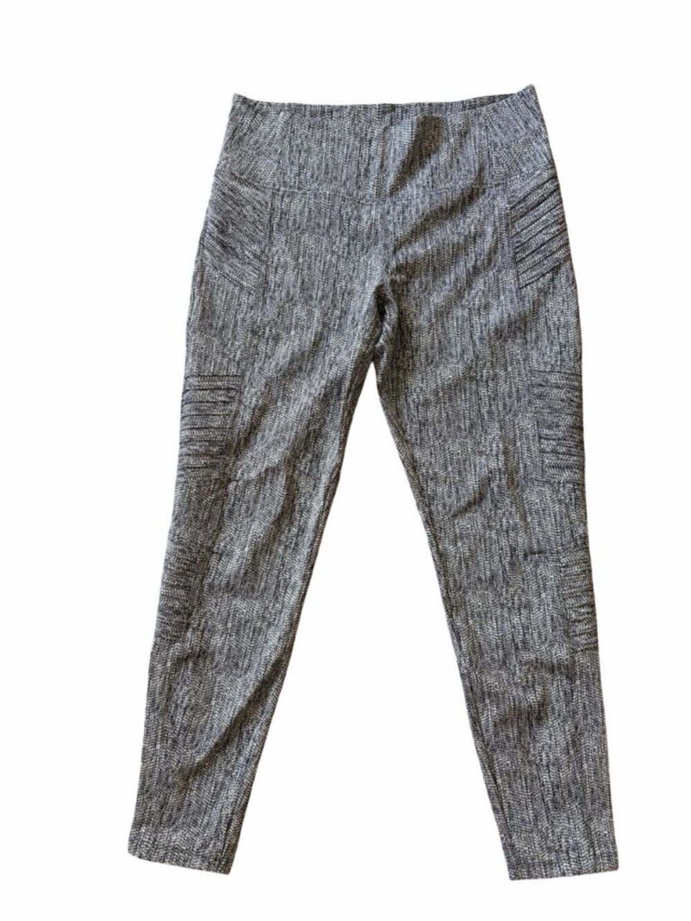 ATHLETA Delancey Textured Moto Tight Legging Women Stretch Pockets Zipper Size L
